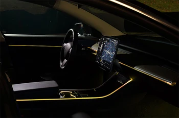 Para Tesla Model3 modelo 3 2019 2020 inter coche de Luz Ambiental 64 colores decorar inter lámpara de control táctil