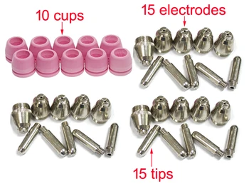 Partes AG60P antorcha de corte consumibles para CUT50P CUT50DP, Accessories15 electrodos, 15 consejos, 10 tazas