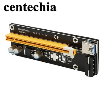 PCI-E PCI E Express de 1X a 16X tarjeta gráfica la Tarjeta Vertical de USB 3.0 Cable de extensión con fuente de Alimentación Para Bitcoin, Litecoin Minero
