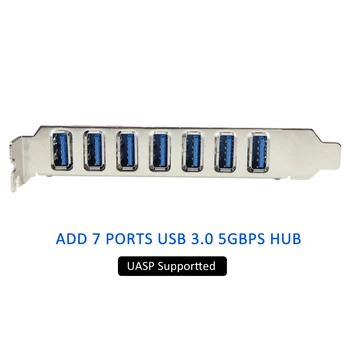 PCIe USB 3.0 de 7 Puertos de Expansión PCI Express la Tarjeta PCI-E USB3.0 Hub con Molex Conector de Alimentación Soporte UASP en Windows 10,8.1,8,7,XP