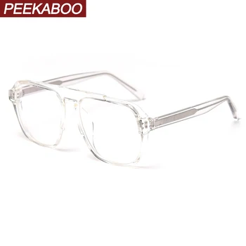 Peekaboo claro de gran tamaño gafas de óptica mujeres tr90 grandes de la moda negro anteojos transparentes para los hombres de acetato de alta calidad