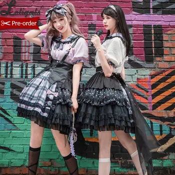 Pequeño Demonio ~ Dulce Harajuku Plaid Falda de Lolita Punk Liga Falda por Alice Chica ~ Pre-orden