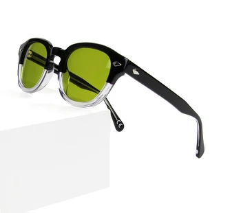 Pequeño Medio de la Ronda de Gafas de sol Para los Hombres Matiz Verde de la Lente de la Marca del Diseñador de Acetato de Tonos Vintage Para las Mujeres Vasos De Cristal UV400