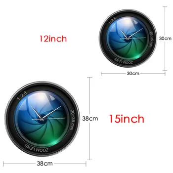 Personalizada Lente de la Cámara Imprimir Reloj de Pared de Fotografía Imágenes de Zoom de la Foto en Color ISO Exposición Complemento Selfie Decoración Moderno Reloj de Pared