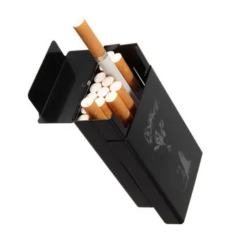 Personalizada Ultra Delgado Lobo Negro de Metal en Caso de Cigarrillos Cajas Automáticas de Tabaco de los Cigarrillos Titular de la caja de Almacenamiento de Bolsillo-el caso de los Regalos