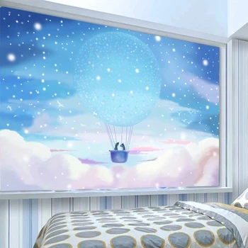 Personalizadas de Cualquier Tamaño Mural de papel pintado 3D Pintados a Mano de dibujos animados Cielo Estrellado Globo de Pintura en la Pared del Dormitorio de los Niños Papel De Parede 3 D