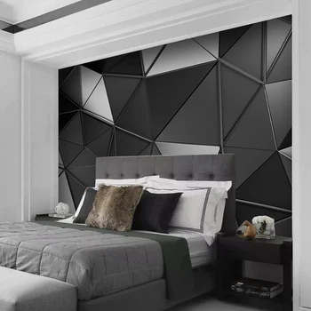 Personalizadas en 3D, fondos de pantalla Para Paredes Moderno 3D Estereoscópico Negro Gris Geométrica de Arte Mural Dormitorio Salón de TV de Fondo Decoración de la Pared