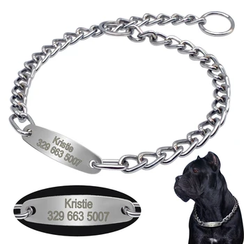 Personalizado Perro Mascota de la Cadena de Deslizamiento Collar Personalizado Mascotas Formación Grabado ID Collares de Gargantilla Para Medianas y Grandes Perros Pitbull, Bulldog