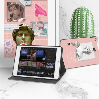 Pink Plaid de piedra vertical Flip Cover Para el iPad de 7 de Air2 Pro 9.7 10.5 11 10.2 12.9 2020 2019 Mini45 caja de la Tableta con el lápiz titular