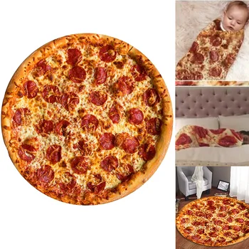 Pizza de Franela Suave Manta que envuelve Tirar Toallas Cálida Decoración para el Hogar de Niños 120/150/160/180CM E2S