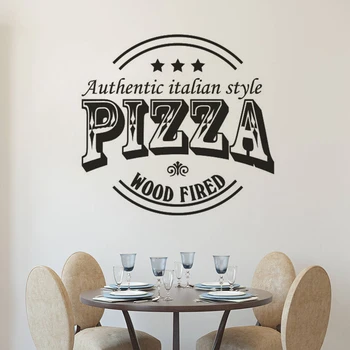 Pizzería Logotipo de la Ventana de Cartel de Auténtico Estilo italiano, Arte de la Pared de la etiqueta Engomada Restaurante de Pizza de Vinilo Calcomanía de Pared Extraíble Cartel AZ230