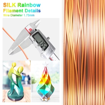 PLA de SEDA RainbowColor 1.75 mm Enotepad 3DPrinter Filamento sin Burbujas de Tolerancia de+/-0.02 mm Con Envasado al Vacío ForDIY, Pintura