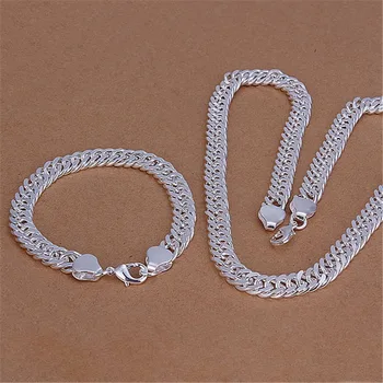 Plata caliente de color sistema de la joyería de alta calidad encanto de la moda de los hombres de 10MM látigo de cadena geométrica collar pulseras S141