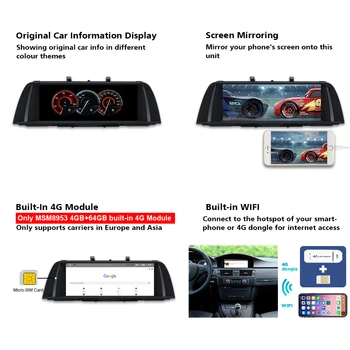 PLAZOLA Android 10 de Multimedia para Coches de Navegación GPS del Reproductor Para BMW Serie 5 520i 525i 528i F10 F11 CIC NBT CarPlay BT Audio de Coche