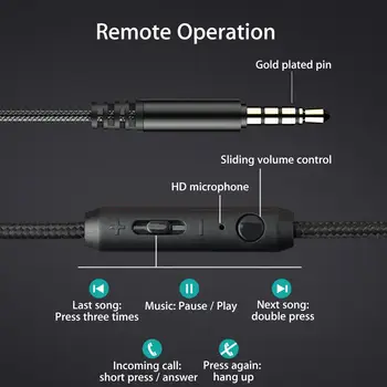 Plegable Auriculares con conexión de Cable de Auriculares Over-ear Estéreo Bass Con Micrófono Para el Teléfono Móvil de la PC para Xiaomi
