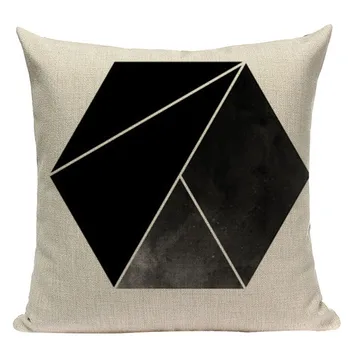 Pop geométrica de la funda del cojín blanco y Negro de la ropa de cojín decorativo funda de almohada Cuadrada de un lado de impresión personalizada de almohadas