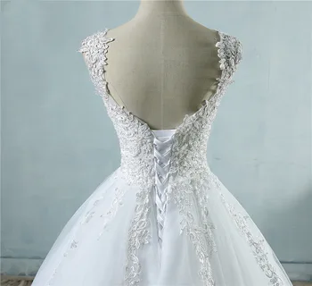 Popodion vestido de novia de encaje rebordear vestidos de boda sin respaldo vestidos de novia WED90547