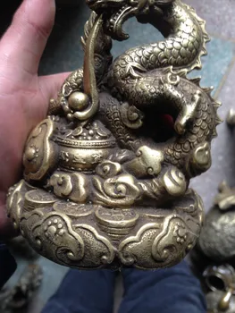 Popular china Auspicioso de Latón de Cobre escultura Palacio de FengShui estereoscópica Dragón Arte de la Estatua de la decoración de metal de la artesanía.