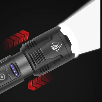 Portátil LED Linterna XHP99 5 Modos de Zoom Telescópico de Luz Potente Acampar Táctica de la Antorcha Linterna Recargable USB