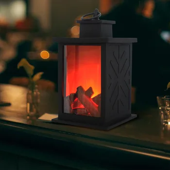 Portátil Simulado Chimenea Titular de la Vela de la chimenea de la linterna de Carbón de la Llama de la Luz se Bloquea la Luz de la noche de la lámpara de luz de la noche de decoración para el hogar