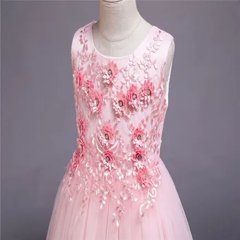 Princesa vestido de peluche vestido de malla vestido de la tela del telar jacquar de danza infantil ropa