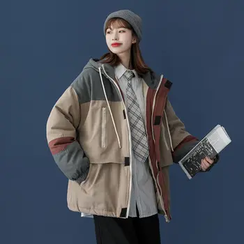 Privathinker 2020 de Invierno de las Nuevas Mujeres Sueltas Parkas Caliente Engrosada con Capucha Abrigos coreanos Ropa de Hombre Ropa de Mujer Parkas