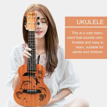 Profesional De Los Delfines Patrón Soprano Ukulele Uke Hawaii Guitarra Sapele 4 Cadenas De Madera Ukelele Instrumentos Musicales Para Principiantes
