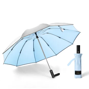 Protección UV paraguas a prueba de viento de viaje de Diez Hueso de Vinilo de plegado compacto inversa paraguas,para los hombres y mujeres de Doble Uso Doble