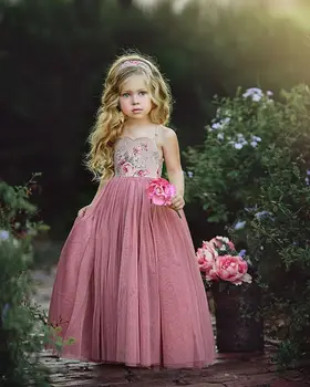 Pudcoco los Niños de las Niñas de Bebé de la Princesa Vestido de Encaje Floral Parte de Flores de la boda de Tul Vestido de Verano de las niñas Vestido de Vestidos de 1-7T
