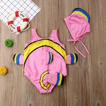 Pudcoco Niño de los Niños del Bebé de Niña de trajes de baño de dibujos animados de peces de colores del Traje de baño ropa de playa Traje de Baño 1-6T