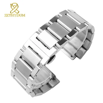 Pulsera de acero inoxidable sólido 26*19 mm de relojes para hombre de la marca superior de lujo de los relojes Inteligentes de la banda de Plata brazalete de malla
