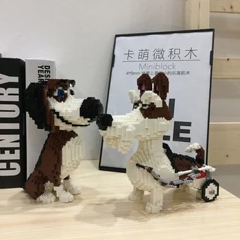 PZX Hound Beagle Schnauzer Dachshund Perro Perro Mascota Animal Modelo de DIY Mini Diamante de Bloques, Ladrillos de Construcción de Juguete de los Niños sin Caja