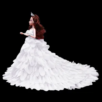 Pétalo Estilo de Niña de las Muñecas de Juguete Handmake de la Boda de la Princesa Vestidos de Fiesta Vestido de Traje de Muñeco de Tela Accesorios para Barbie Juguetes de las Niñas de Regalo