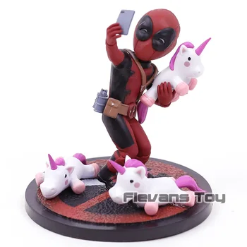 Q Fig Marvel Deadpool # Unicornselfie PVC Figura de Colección Modelo de Coche de Juguete de Decoración