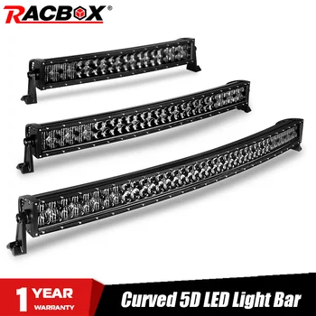 RACBOX 5D Lente de 22 32 42 Pulgadas Curva de Luz LED de la Barra de Combo Rayo Negro Lentes de Luz de Trabajo LED DRL Para Lada OffRoad ATV SUV 12V 24V
