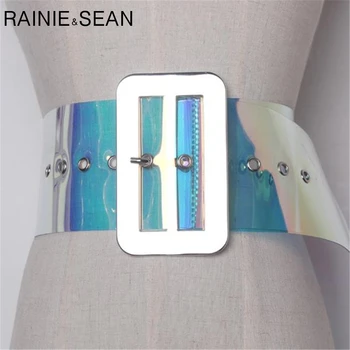 RAINIE SEAN Distintos Transparente de los Cinturones de las Grandes Metall hebilla de PVC Mujeres Faja colorido de las Señoras de la Alta Moda Vestido de las Correas Para el Vestido