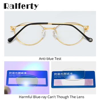 Ralferty Anti Azul Gafas de Marco a las Mujeres de los Hombres de la Ronda de Anteojos Ópticos Miopía Gafas graduadas Espectáculo oculos de grau D1904