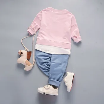 R&Z 2019 Primavera y Otoño Nuevo coreano ropa para Niños Bolsillo Costura Conjunto de Suéter Parche Pantalones de Dos piezas de este Conjunto
