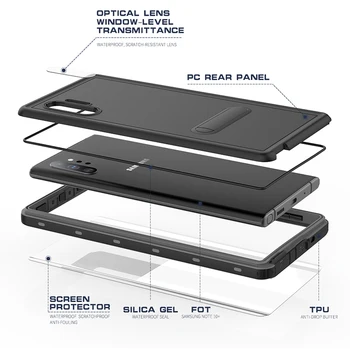 Real Caja Impermeable Para Samsung Nota 10 + 10 + S8 S9 S10 Plus De Buceo Bajo El Agua A Prueba De Agua Stand Case Para Samsung Nota 9 8