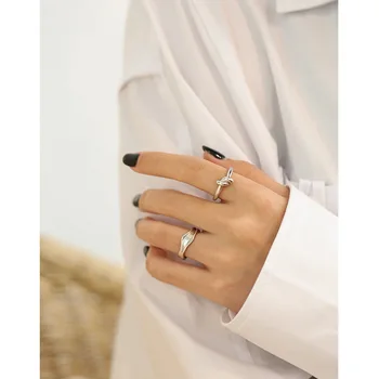 Real de la plata esterlina 925 Irregular de la superficie convexa de los anillos para las mujeres de joyería fina, la moda de la fiesta de la boda anillo ajustable mujer