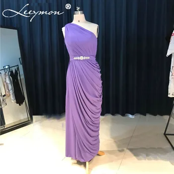 Real Nuevo de color Púrpura Largo Plisado de Gasa Vestidos de Dama de honor De 2019 sin Mangas con Fajas de Dama de honor Vestidos Formales Vestidos de Dama de