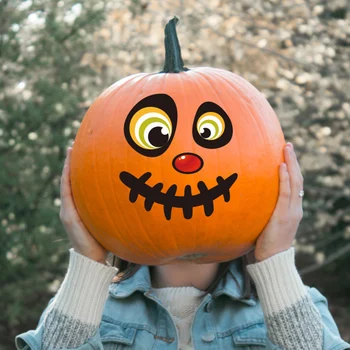 Recién Pegatinas cara de Calabaza de la etiqueta Engomada de Halloween Fantasma de la Cara de la etiqueta Engomada Truco o Tratar la Parte de la Decoración de la Calabaza de Artesanía Pegatinas