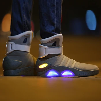 Regreso Al Futuro Zapatos de Cosplay Marty McFly las Zapatillas de deporte de los Zapatos de Luz LED Glow Tenis Masculino Adulto Cosplay Zapatos Recargable