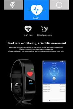 Reloj 115 Plus Smart Pulsera Inteligente de la banda de 5 Sport Fitness Tracker de la Frecuencia Cardíaca Presión Arterial de la Salud de Reloj Inteligente ajuste de Hombres, Mujeres y Niños