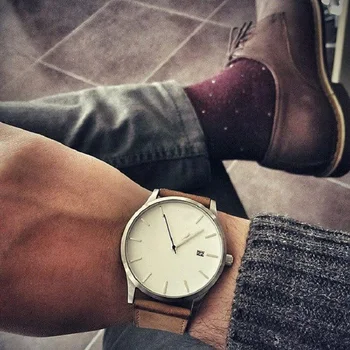 Reloj de los hombres del deporte minimalista relojes para hombres relojes de pulsera de cuero reloj Relojes erkek kol saati relogio masculino de los hombres'watch