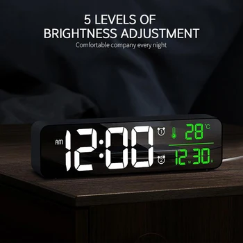 Reloj despertador de AM/PM Reloj de la Mesilla de 5 Niveles de Brillo de la Casa de Habitación de Mesa Decorados