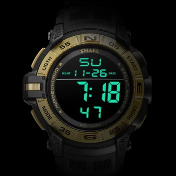 Reloj Digital del Deporte SMAEL Reloj Para los Hombres 50M Impermeable Reloj despertador Automático de Fecha Reloj Brazalete Naranja 1511 los Hombres Relojes Militares