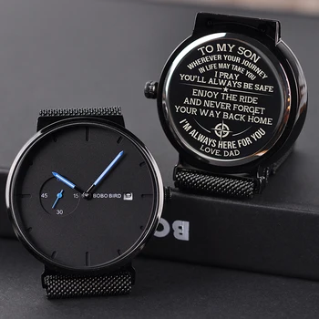 Reloj personalizado PÁJARO BOBO de los Hombres de Acero Inoxidable Relojes de Cuarzo Dones para los Hombres del Envío de la Gota Libre de Grabado