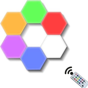 Remoto de colores DIY Cuántica Toque de Luz del Sensor de la Lámpara de Noche Modular Hexagonal LED Magnética Luces de la Pared del dormitorio luz de la noche