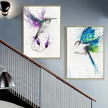 Resumen Alas Lienzo de Pintura de Acuarela el Volar de los Pájaros Brillantes Carteles Impresiones de Arte de la Pared de la Imagen para la Sala de estar Decoración para el Hogar Cuadros